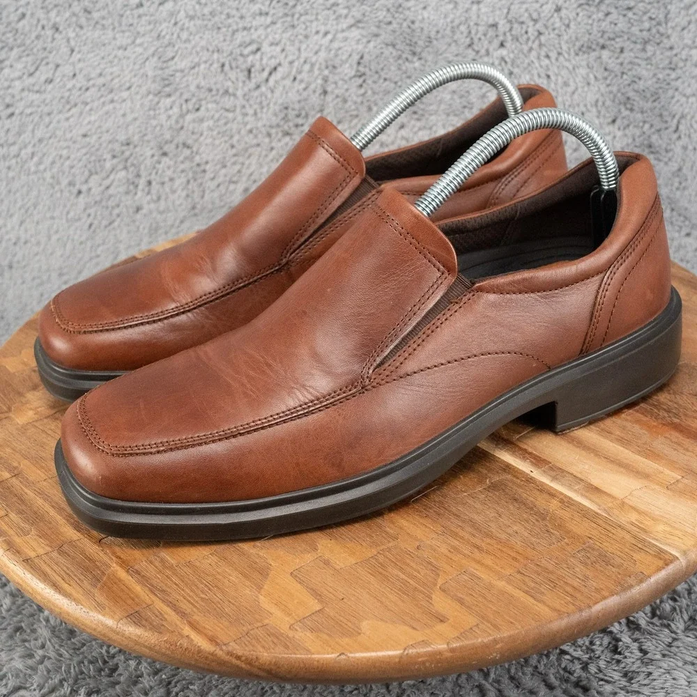 Ecco Helsinki 2 Loafers Men's Size 8 / 8.5 EU 42 Brown Leather Slip On Fluidform
